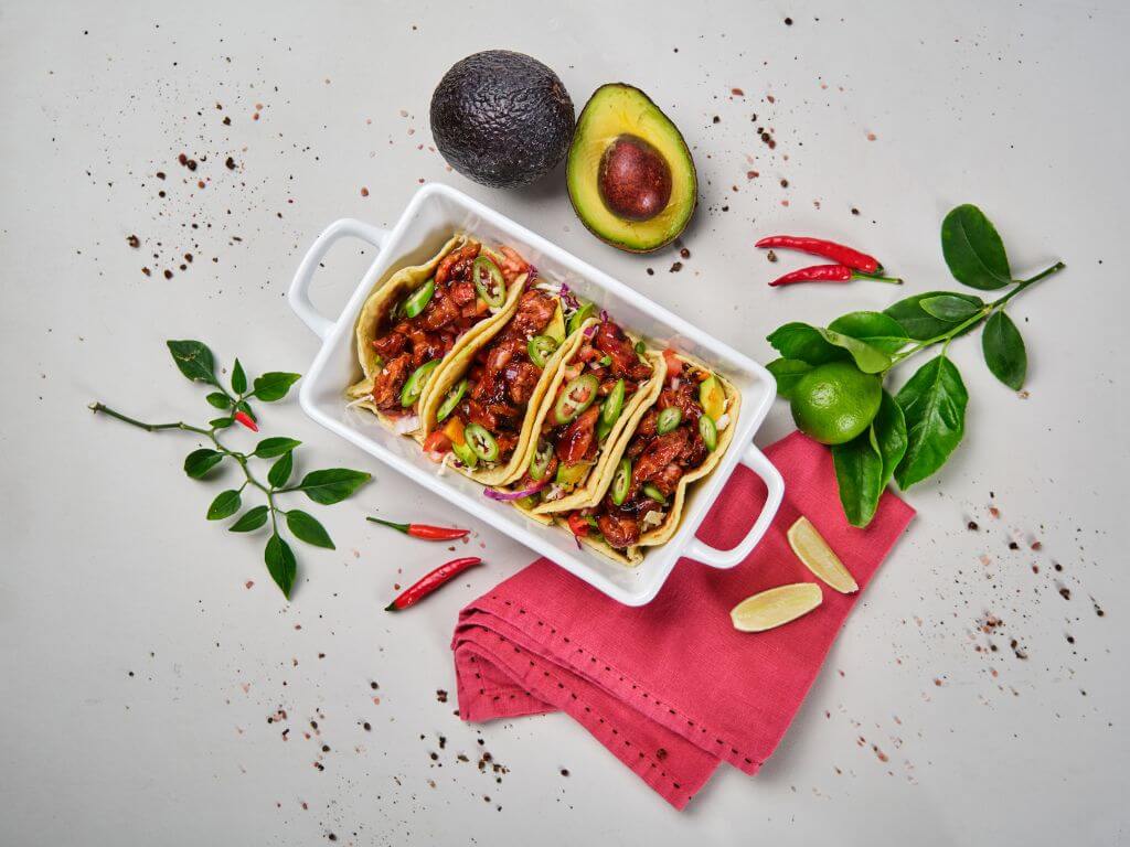 Frey’s rib tacos served with avocado, lime and fresh chilli.